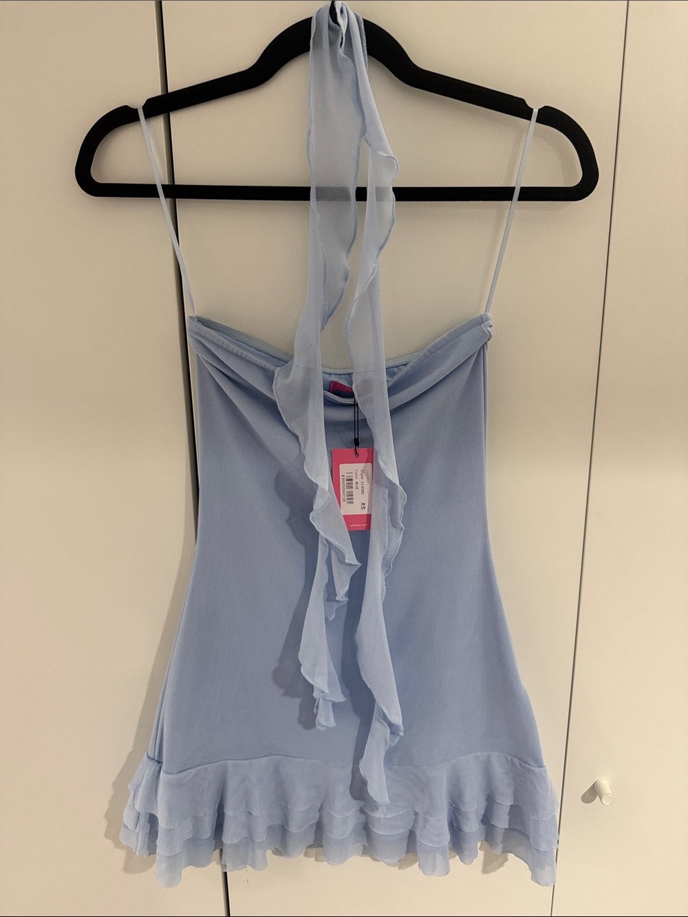Edikted Light Blue Ruffled Strapless Dress